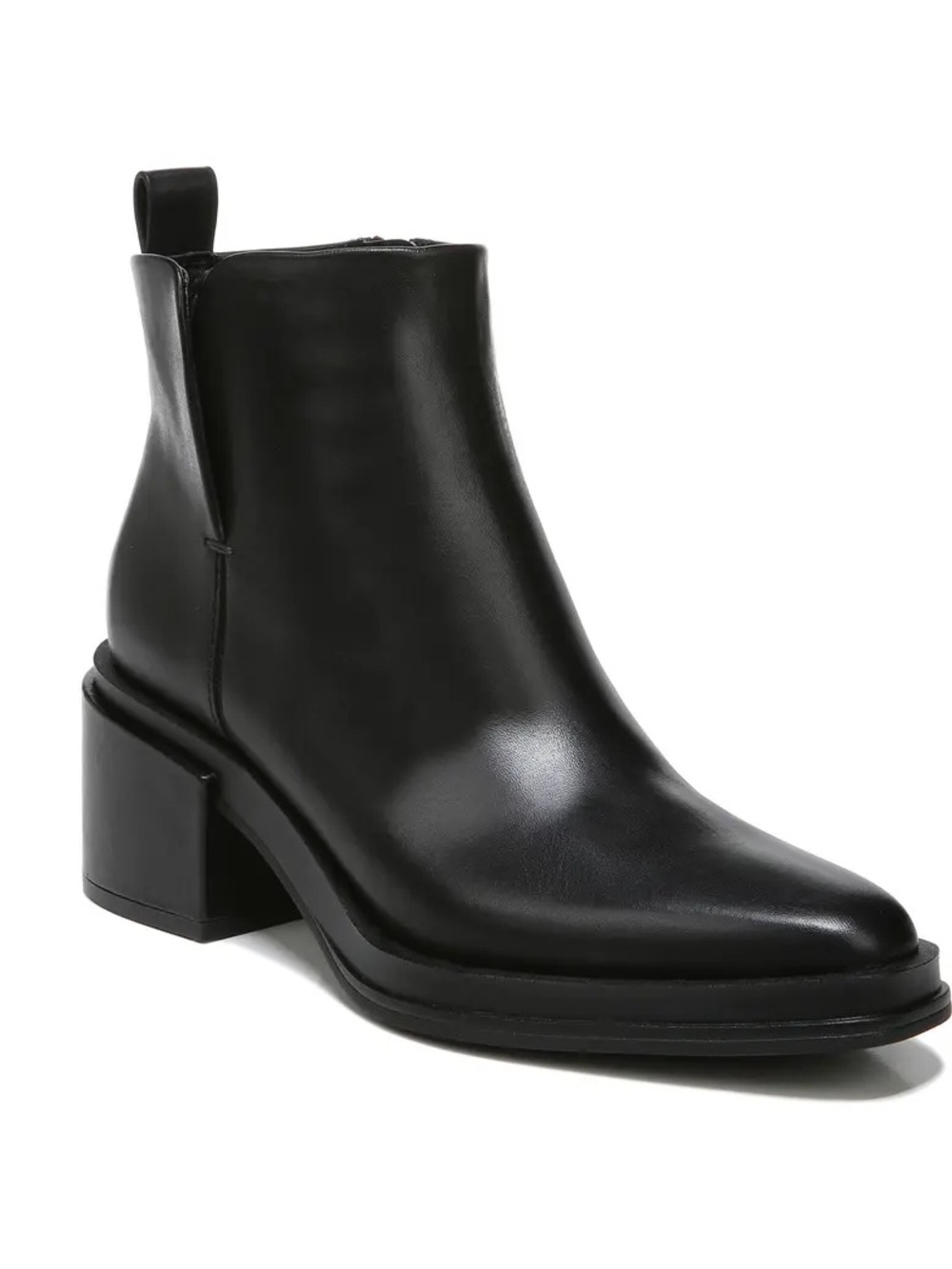 Franco Sarto Black Leather Block Heel Ankle Boot
